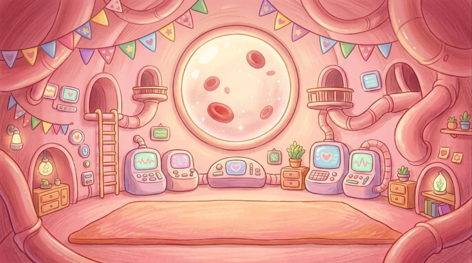 A cozy defender headquarters inside the body.